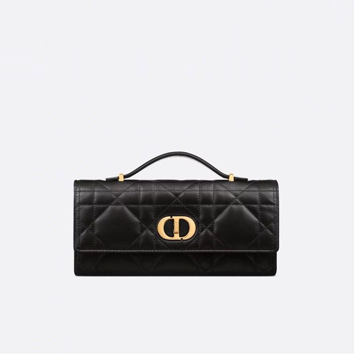 디올 미스 카로 탑 핸들 파우치 매크로까나쥬 램스킨 블랙 S5221UHAG - Dior Miss Caro Top Handle Pouch Macrocannage Lambskin Black