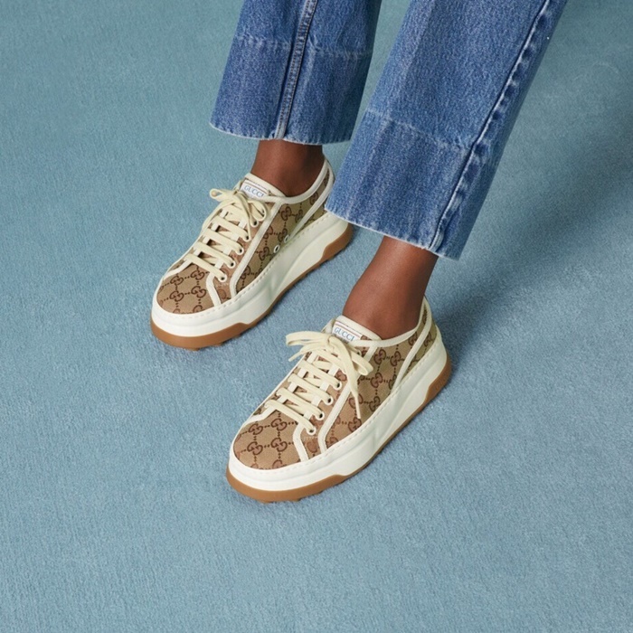 구찌 여성 베이지 스니커즈 - Gucci Womens Beige Sneakers - gus7627x