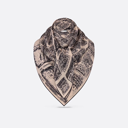 디올 숄 스카프 Plan de Paris 베이지 블랙 캐시미어 32PAR140I060 C107 - Dior Shawl Scarf Plan de Paris Beige Black Cashmere