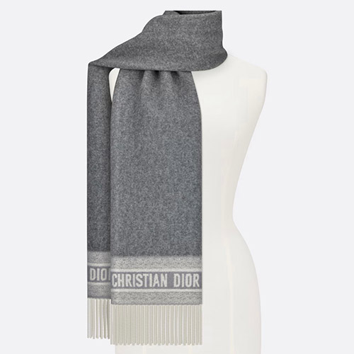 디올 여성 오블리크 스카프 [캐시미어 100%] 그레이 25CDO309I093-C810 - Dior Oblique Scarf Cashmere Gray