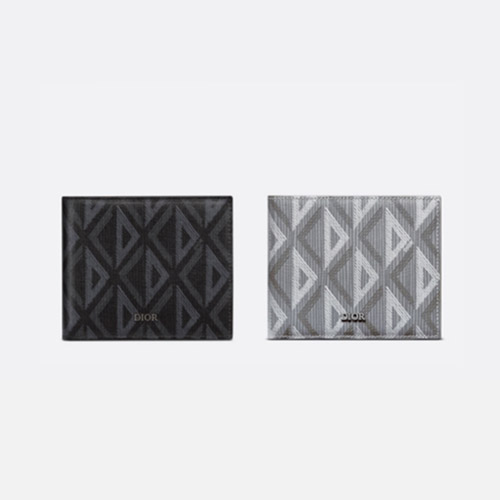 디올 남성 CD 다이아몬드 컴팩트 지갑 - Dior Mens Black Wallets - di5689x