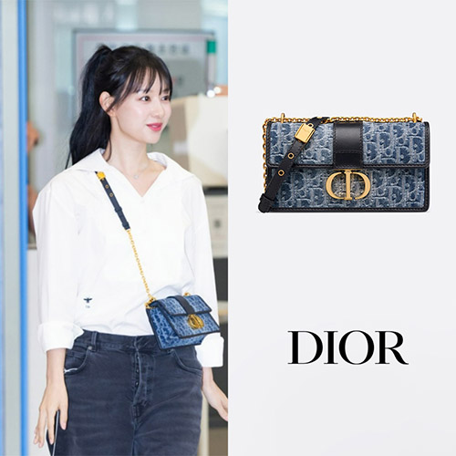 디올 30 몽테인 이스트 웨스트 체인 백 데님 오블리크 자카드 블루 M9334UDCE - Dior 30 Montaigne East-West Bag with Chain Denim Oblique Jacquard Blue