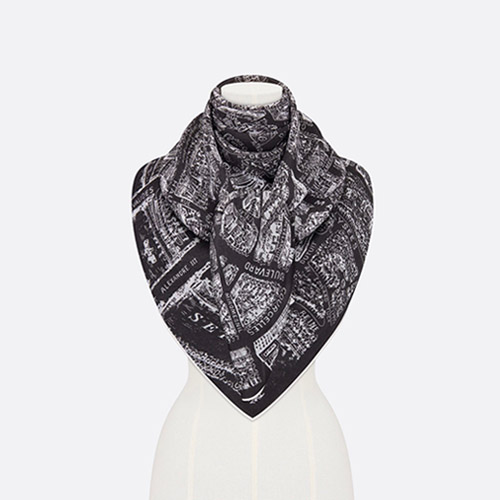  디올 플랜 드 파리 숄 캐시미어 블랙 화이트 32PAR140I060-C980 - Dior Plan De Paris Shawl Cashmere Black White