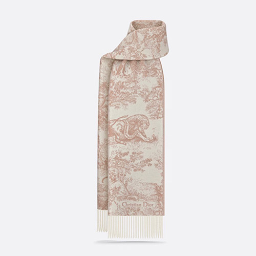 디올 트왈 드 주이 소바쥬 캐시미어 울 스카프 로즈 드 방 41JOU215I159-C420 - Dior Toile De Jouy Sauvage Cashmere Wool Scarf Rose Des Vents