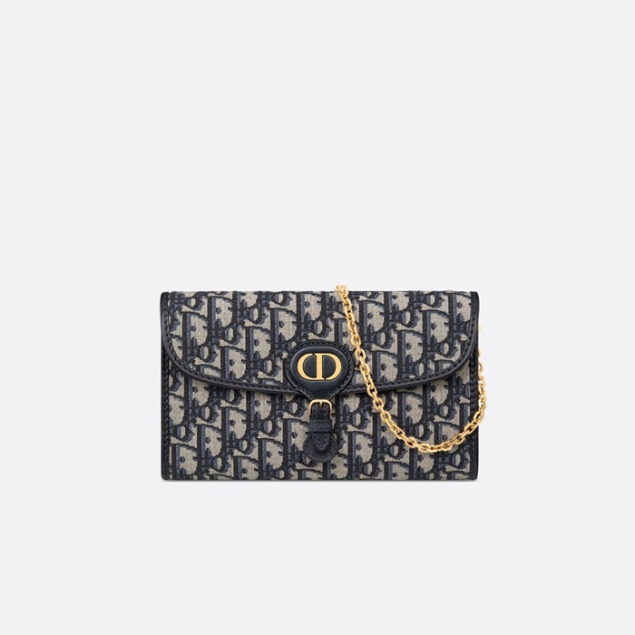 디올 바비 이스트 웨스트 체인 파우치 블루 디올 오블리크 자카드 S5703UTZQ - Dior Bobby East West Pouch with Chain Blue Dior Oblique Jacquard