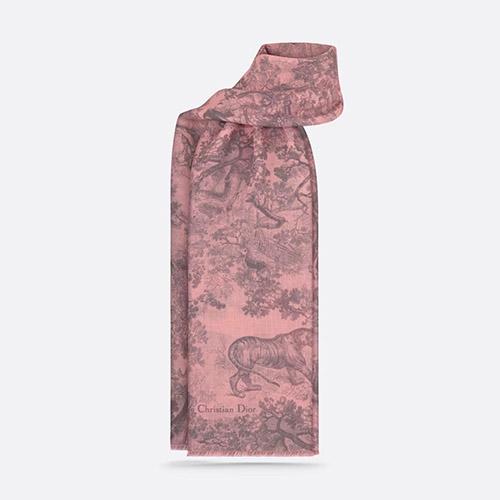  디올 트왈 드 주이 소바쥬 스톨 캐시미어 핑크 그레이 34JOU300I002-C425 - Dior Toile De Jouy Sauvage Stole Cashmere Pink Gray