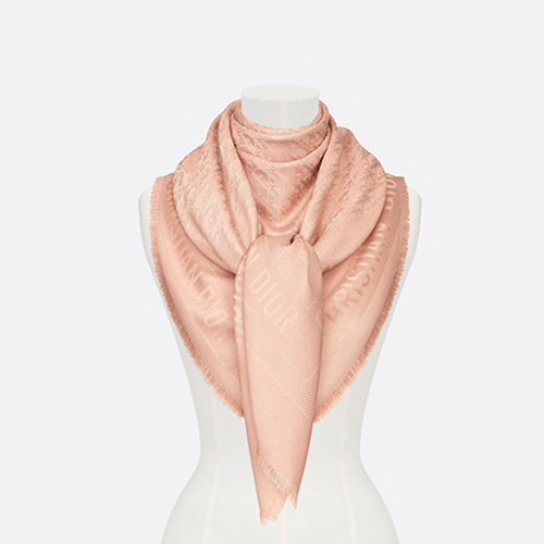 디올 오블리크 숄 울 실크 캐시미어 로즈 드 방 25DOB140I160-C420 - Dior Oblique Shawl Wool Silk Cashmere Rose Des Vents