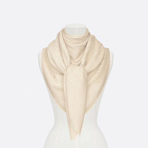 디올 오블리크 숄 울 실크 캐시미어 화이트 25DOB140I160-C010 - Dior Oblique Shawl Wool Silk Cashmere White