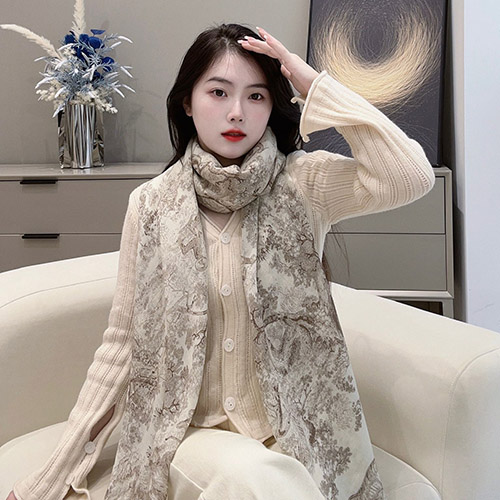 디올 트왈 드 주이 소바쥬 스톨 아이보리 베이지 캐시미어 34JOU300I002-C111 - Dior Toile De Jouy Sauvage Stole Ivory Beige Cashmere
