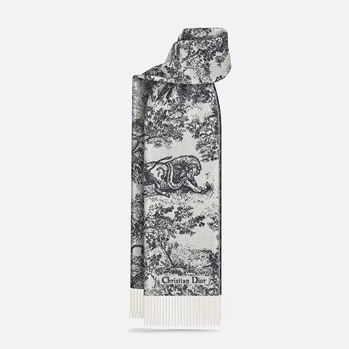 디올 트왈 드 주이 소바쥬 캐시미어 울 스카프 네이비 블루 41JOU215I159-C540 - Dior Toile De Jouy Sauvage Cashmere Wool Scarf Navy Blue