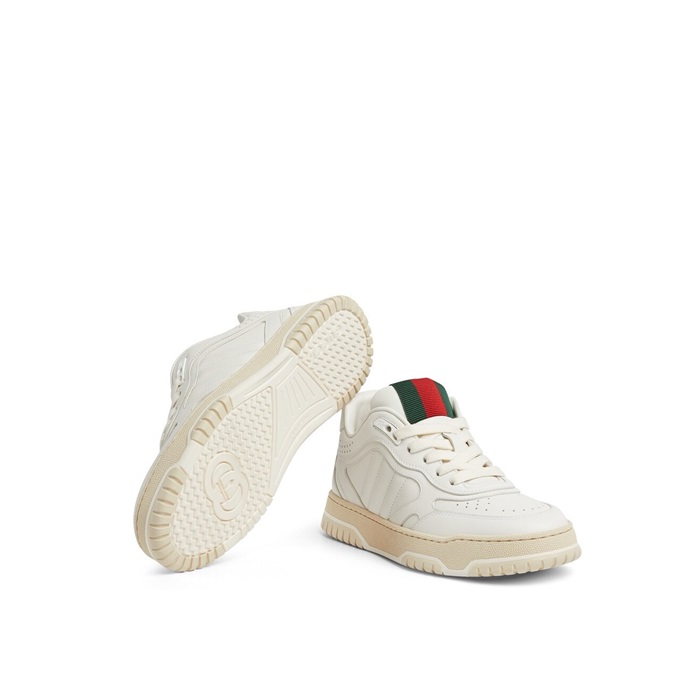 구찌 남/녀 화이트 스니커즈 - Gucci Unisex White Re-Web Sneakers - gus7135x