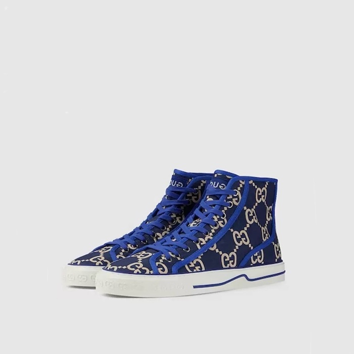 구찌 남성 블루 테니스 하이탑 스니커즈 - Gucci Mens Tennis Sneakers - gus7115x