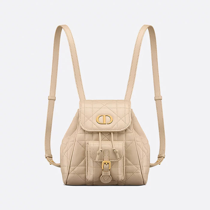 디올 카로 스몰 백팩 매크로까나쥬 쉽스킨 파우더 베이지 M6302UNOZ - Dior Caro Small Backpack Macrocannage Sheepskin Powder Beige