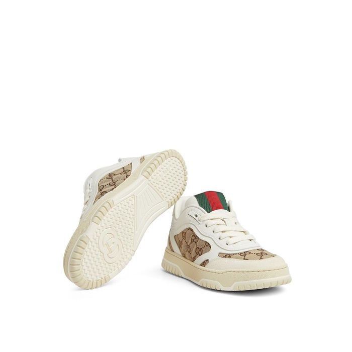 구찌 남/녀 베이지 스니커즈 - Gucci Unisex Beige Re-Web Sneakers - gus7136x