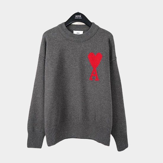 아미 남/녀 크루넥 니트 차골 - Ami Unisex Pink Knits am9011