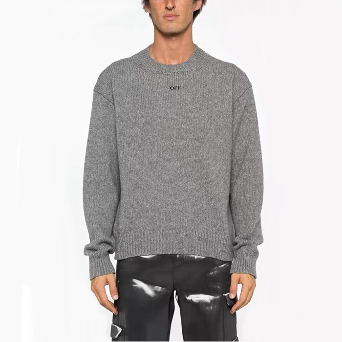 오프화이트 남성 그레이 니트 - Off-white Mens Gray Knits - of7775x