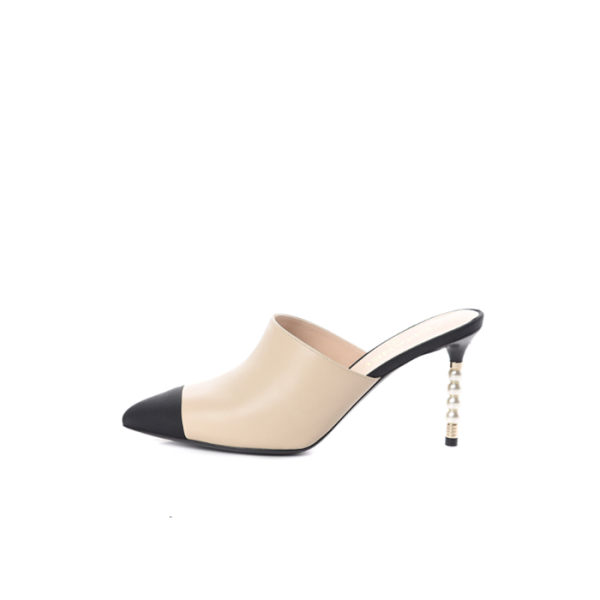 샤넬 여성 진주 베이지 뮬 - Chanel Womens Beige Mule - chs7641x