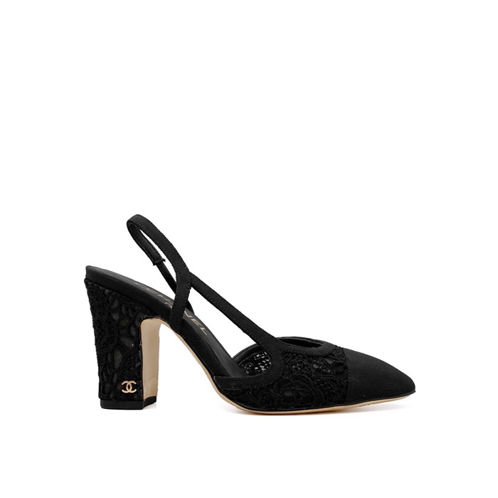 샤넬 여성 하이힐 슬링백 - Chanel Womens Black Slingback - chs7444x