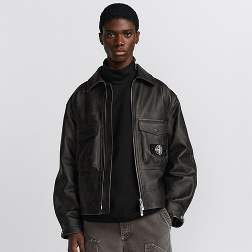 스톤아일랜드 남성 가죽 재킷 - Stone Island Mens Leather Jacket - stc7138x