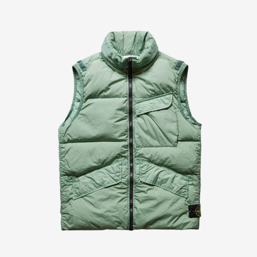 스톤 아일랜드 G0123 가먼트 다이드 크링클랩스 나일론 다운 베스트 세이지 그린 7715G0123-V0055 - Stone Island G0123 Garment Dyed Crinkle Reps Nylon Down Vest Sage Green
