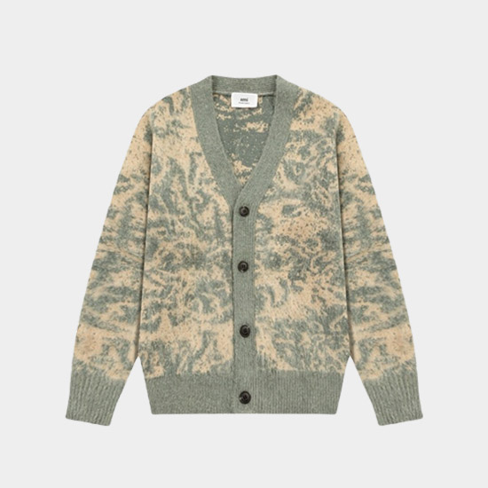 아미 남/녀 브이넥 가디건 민트 - Ami Unisex V-neck Cardigan - amc4594x