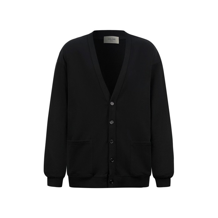 셀린느 남/녀 브이넥 블랙 가디건 - Celine Unisex Black Cardigan - ce7275x