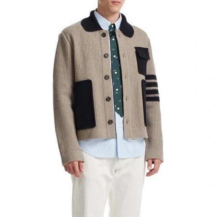 톰브라운 남성 폴로 니트 - Thom Browne Mens Polo Knits - thc7943x