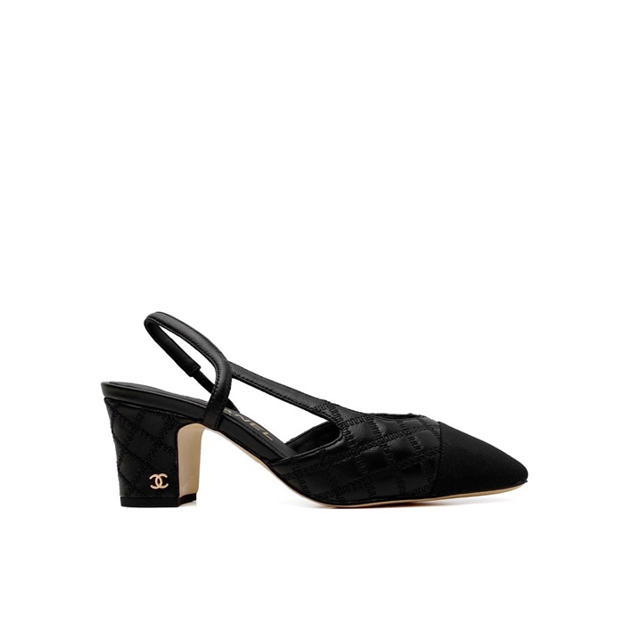 샤넬 여성 미들힐 슬링백 - Chanel Womens Black Slingback - chs7431x