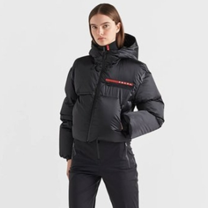 프라다 여성 크롭 테크니컬 다운 자켓 - Prada Womens Black Down Padding- prc7901x