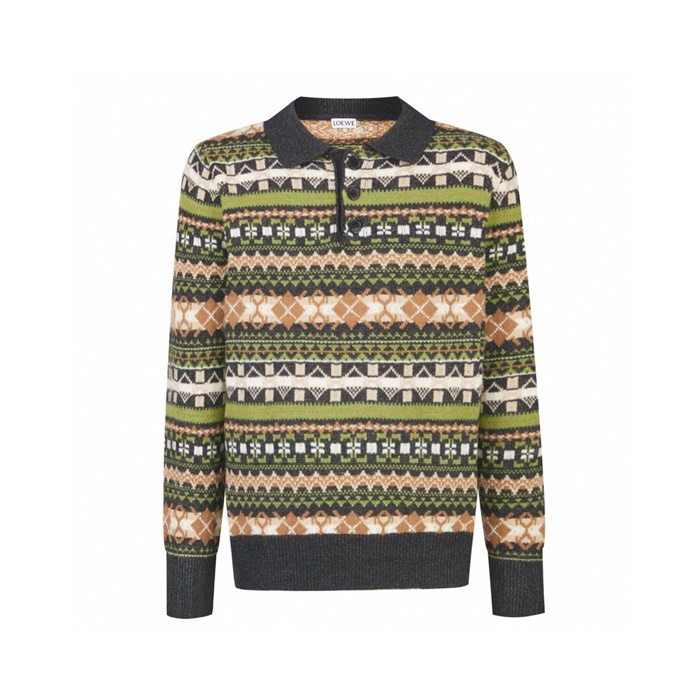 로에베 남성 폴로 스웨터 - Loewe Mens Polo Sweater - loc9609x