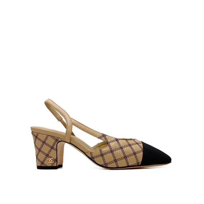 샤넬 여성 미들힐 슬링백 - Chanel Womens Beige Slingback - chs7430x