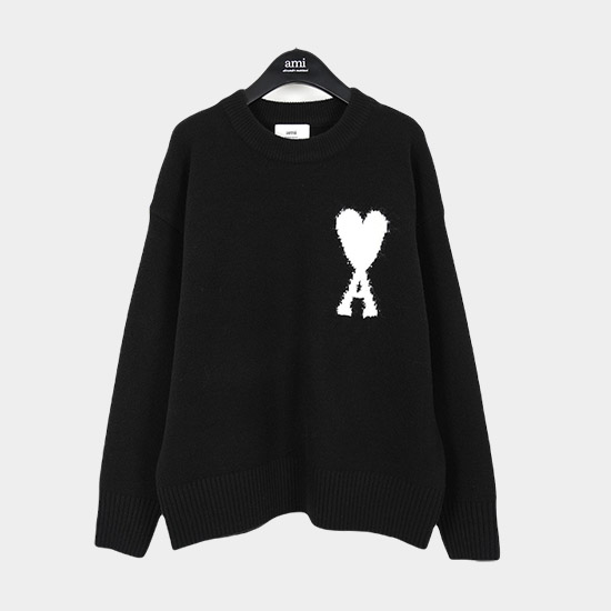 아미 남/녀 크루넥 니트 블랙 - Ami Unisex Pink Knits am9022