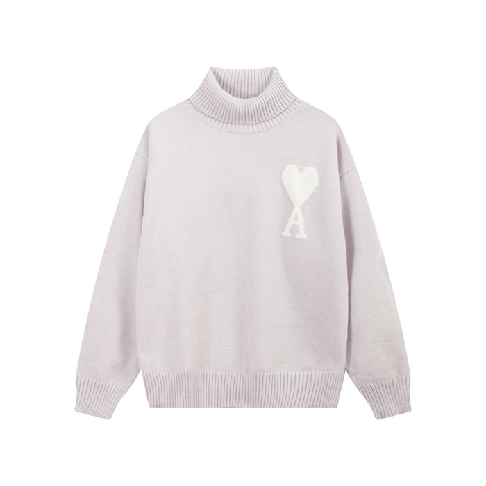 아미 남/녀 그레이 터틀넥 니트 - Ami Unisex Camel Knits - amc9111x