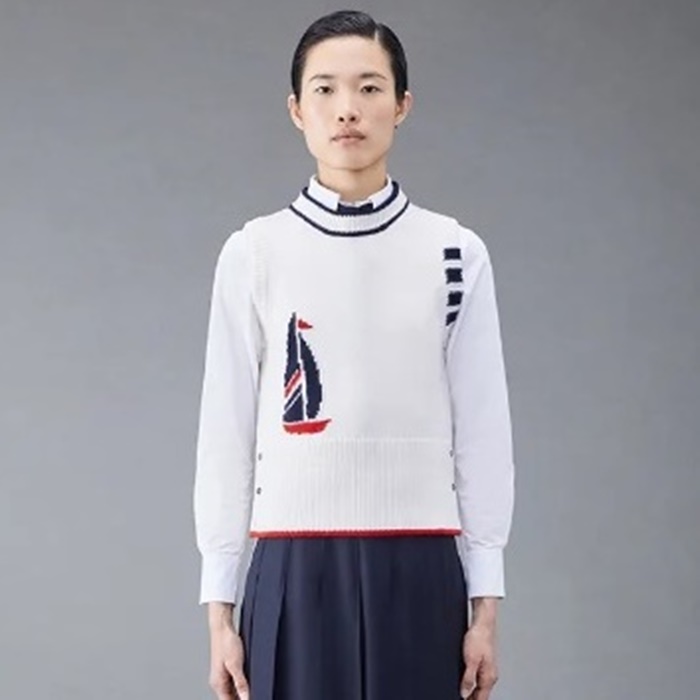 톰브라운 여성 라운드 베스트 - Thom Browne Womens Best - thc7439x