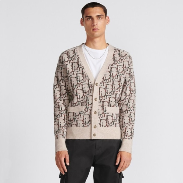 디올 남성 베이지 브이넥 가디건 - Dior Mens Beige Cardigan - dic9911x