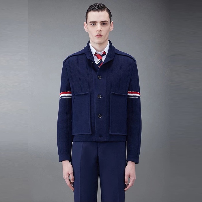 톰브라운 남성 폴로 니트 - Thom Browne Mens Polo Knits - thc7944x