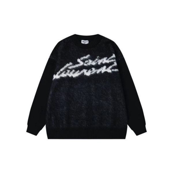 입생로랑 남성 블랙 크루넥 스웨터 - Saint laurent Mens Black Sweaters - ysl7437x