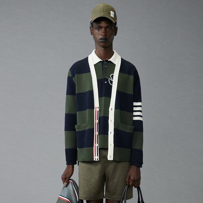 톰브라운 남성 브이넥 가디건 - Thom Browne Mens V-neck Cardigan - thc7835x
