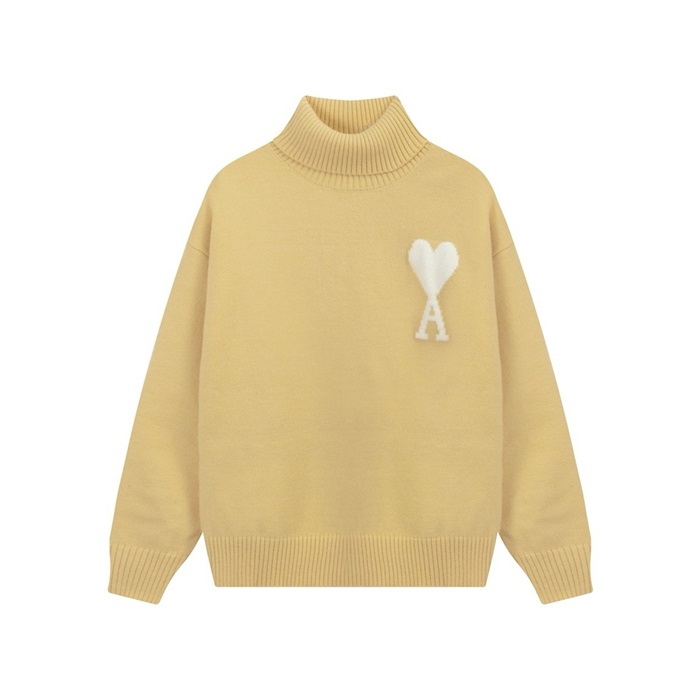 아미 남/녀 카멜 터틀넥 니트 - Ami Unisex Camel Knits - amc9111x