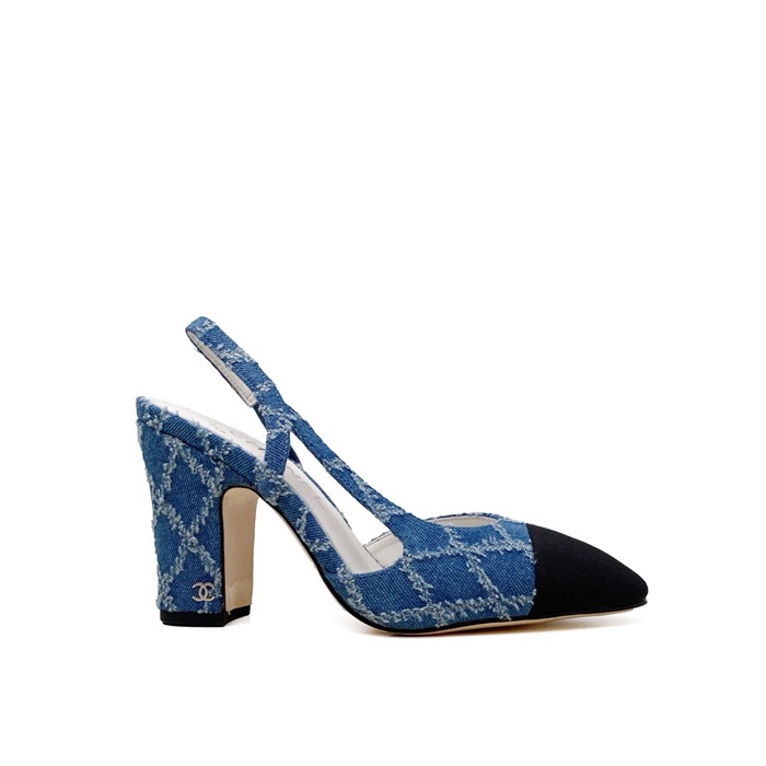 샤넬 여성 하이힐 슬링백 - Chanel Womens Blue Slingback - chs7434x