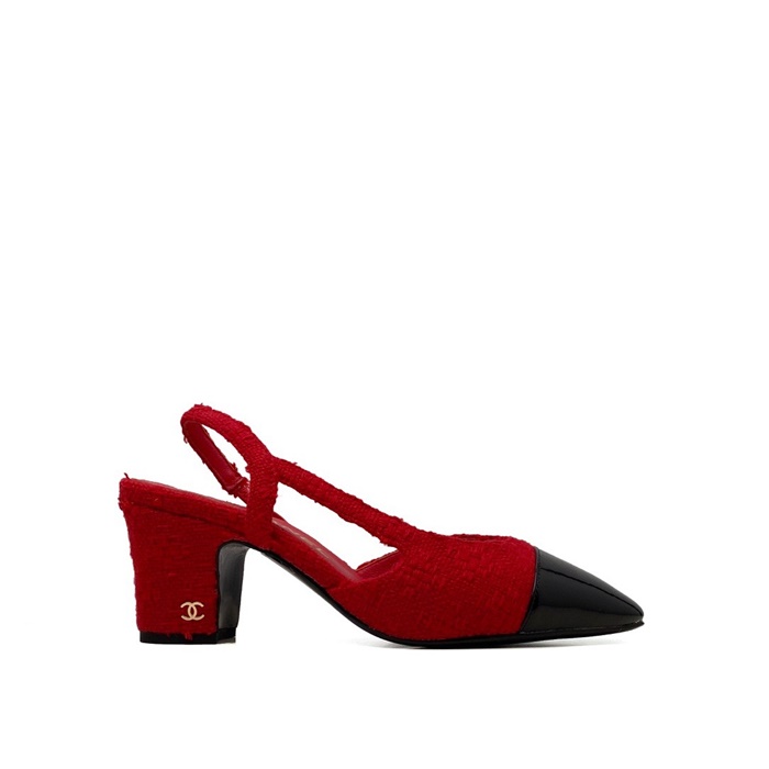 샤넬 여성 미들힐 슬링백 - Chanel Womens Red Slingback - chs7453x