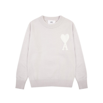 아미 남/녀 크루넥 니트 그레이 - Ami Unisex Pink Knits am9011