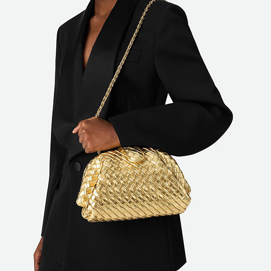 보테가 베네타 미니 로렌 1980 체인 클러치 골드 804038 - Bottega Veneta Mini Lauren 1980 Chain Clutch