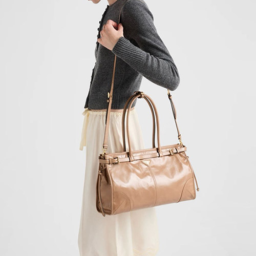 프라다 라지 레더 핸드백 트레버틴 1BA433 - Prada Large Leather Handbag Travertine