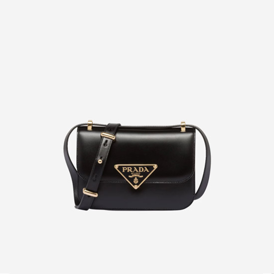프라다 엠블럼 레더 백 블랙 1BD340 - Prada Embleme Leather Bag Black