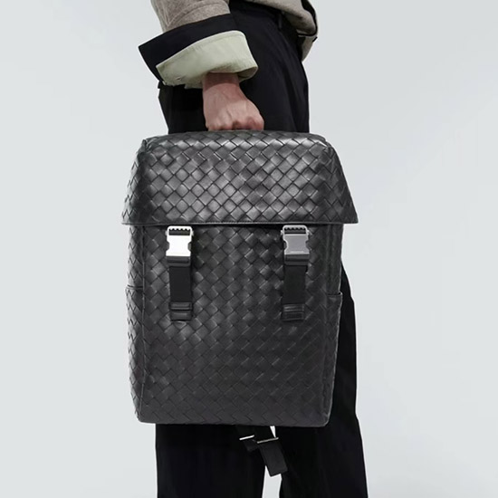 보테가 베네타 인트레치아토 플랩백팩 블랙 766580 - Bottega Veneta Intrecciato Flap Backpack Black