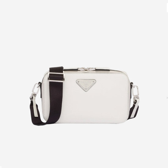 프라다 브리크 사피아노 레더 백 화이트 2VH173 - Prada Brique Saffiano Leather Bag White