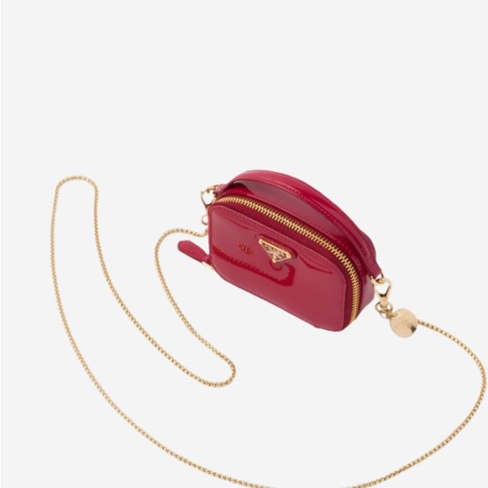 프라다 페이턴트 레더 미니 파우치 체리 레드 1NR025 - Prada Patent Leather Mini-Pouch Cherry Red
