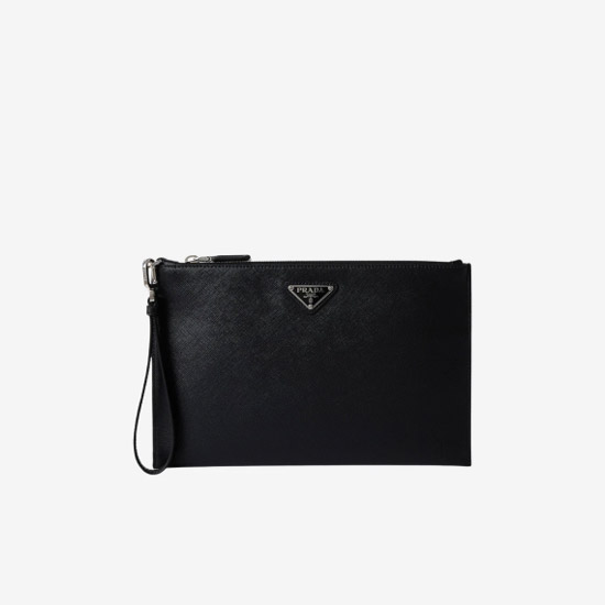 프라다 사피아노 레더 파우치 블랙 2NH005 - Prada Saffiano Leather Pouch Black