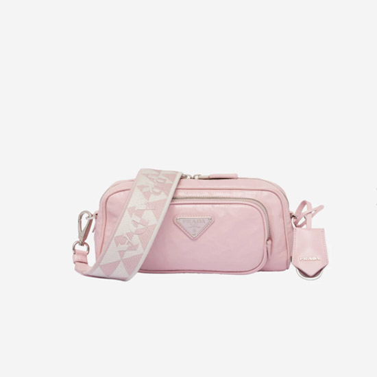 프라다 나파 앤티크 레더 멀티 포켓 숄더백 앨러배스터 핑크 1BH198 - Prada Nappa Antique Leather Multi-Pocket Shoulder Bag Alabaster Pink